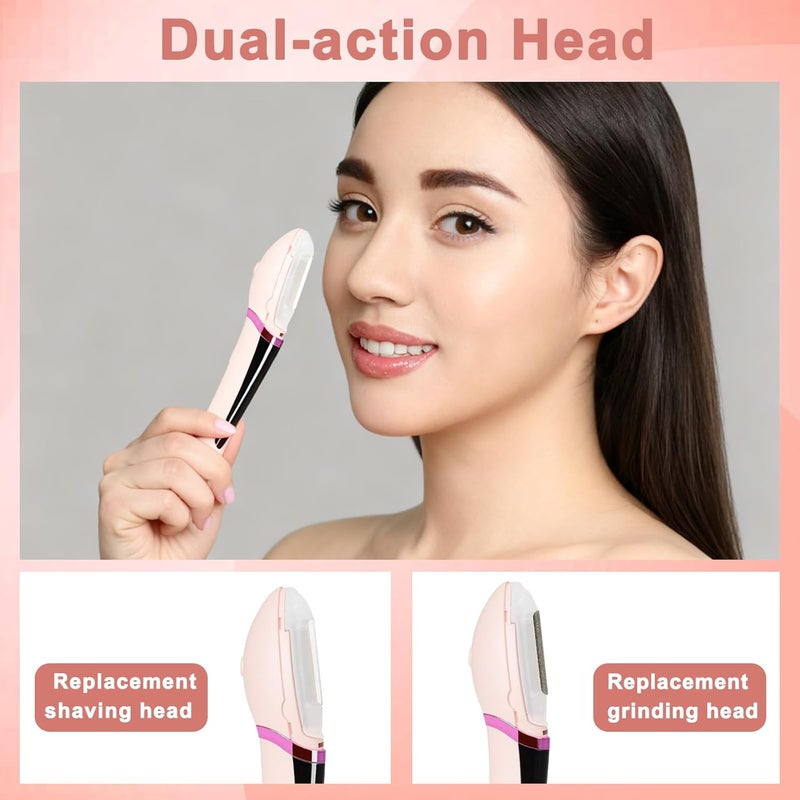 Chendssfkd Dermaplane Razor for Women Face, Rechargeable Dermaplane Razor with LED Light, Edge Technology for Facial Hair, Exfoliating and Peach Fuzz-4 Refill Blades & 2 Exfoliation Tips - Image 2